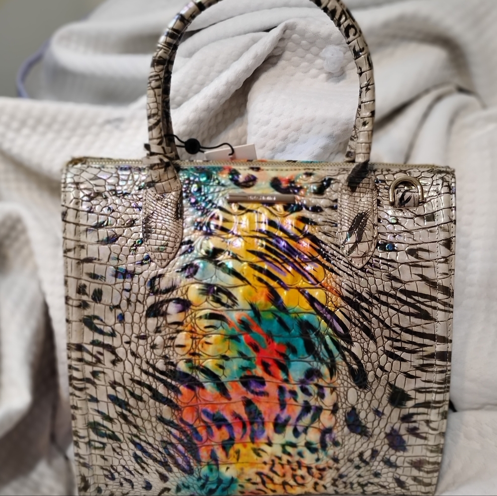 Multicolor Crocodile Embossed Brahmin Caroline